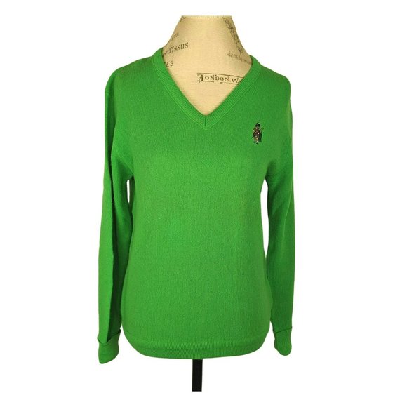 Vintage Sweaters - Vintage Lady Pickering Green Knit Pullover Sweater Sz M